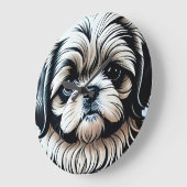 Little Shih Tzu Round Wall Clock Große Wanduhr (Winkel)