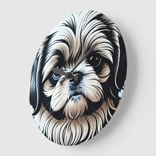 Little Shih Tzu Round Wall Clock Große Wanduhr (Winkel)