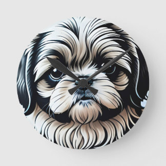 Little Shih Tzu Round Wall Clock Runde Wanduhr