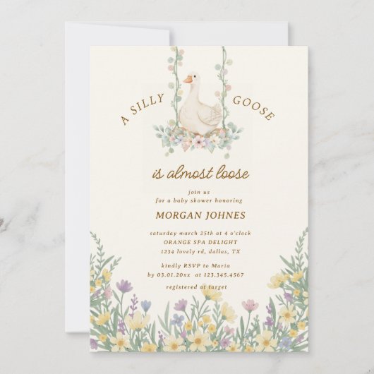 Little Silly Goose baby Shower Einladung (Vorderseite)