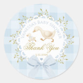 Little Silly Goose Blue Baby Shower Thank you Runder Aufkleber (Vorderseite)