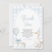 Little Silly Goose Blue Birthday Party Dankeskarte (Vorderseite)