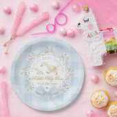 Little Silly Goose Blue Gingham Baby Shower Pappteller (Party)