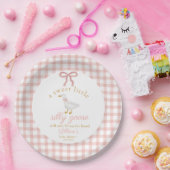 Little Silly Goose Blush Pink Gingham Baby Shower  Pappteller (Party)