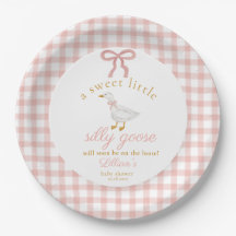 Little Silly Goose Blush Pink Gingham Baby Shower 
