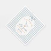 Little Silly Goose Bow Baby Shower Blue Gingham  Serviette (Ecke)
