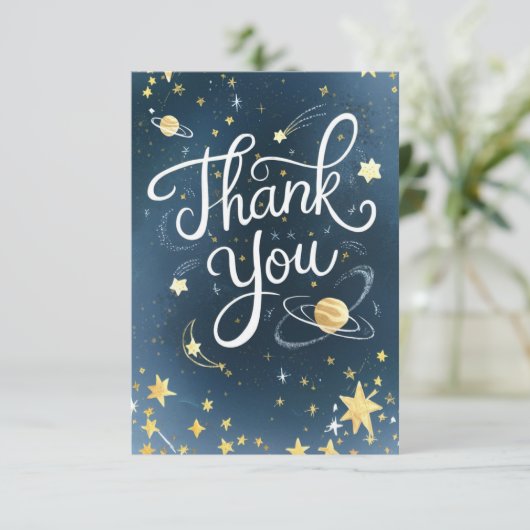 Little Simple Chic Celestial Dankeskarte (Stehend Vorderseite)