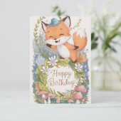 Little Simple Fox Geburtstag Karte (Stehend Vorderseite)