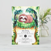 Little Simple Sloth Birthday Einladung (Stehend Vorderseite)