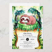 Little Simple Sloth Birthday Einladung (Vorne/Hinten)