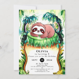 Little Simple Sloth Birthday Einladung