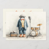 Little Singer 1. Geburtstag Party Einladung (Vorne/Hinten)