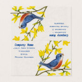 Little Singing Red Blue Bird auf Branch Blume Visitenkarten (Außenseite Aufgefaltet)