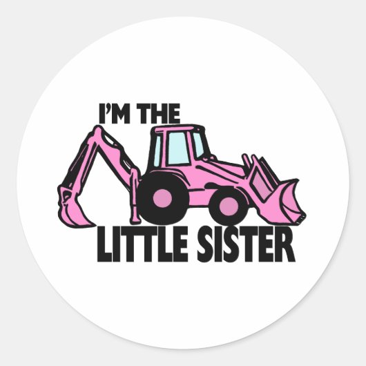 Little Sister Backhoe Runder Aufkleber (Vorderseite)