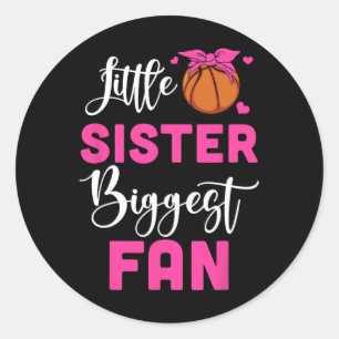 Little Sister Biggest Fan Bysketbyll Girl Runder Aufkleber