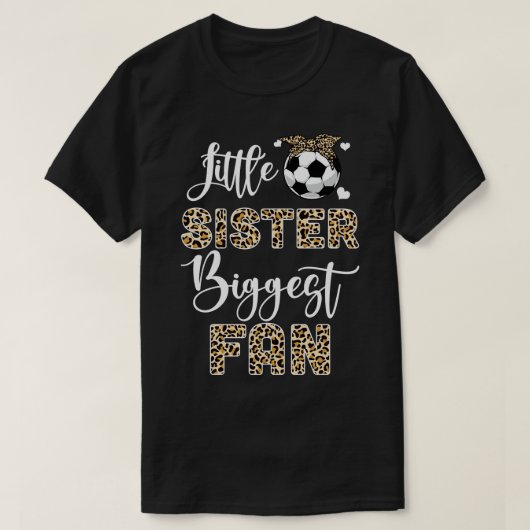 Little Sister Biggest Fan Sister Leopard T-Shirt (Design vorne)