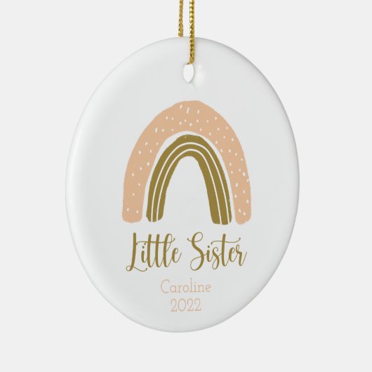 Little Sister Boho Rainbow Pink Gold Personalisier Keramik Ornament (Rechts)