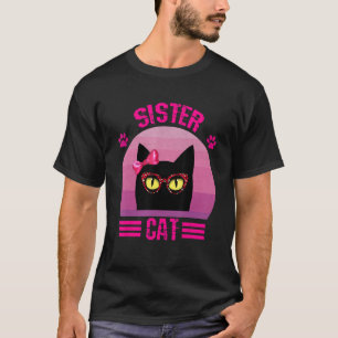 Little Sister Cat Retro Vintag Sisterkatze T-Shirt