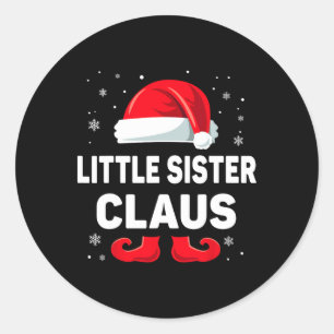 Little Sister Claus Christmas Matching Family Grou Runder Aufkleber