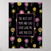 Little Sister Dark Botanical Pattern Girly Poster (Vorne)