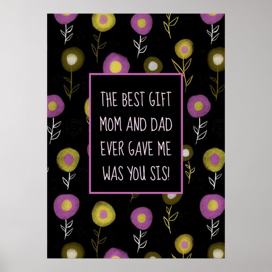 Little Sister Dark Botanical Pattern Girly Poster (Vorne)