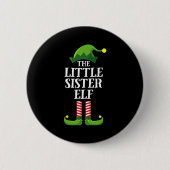Little Sister Elf Matching Family Group Christmas Button (Vorderseite)
