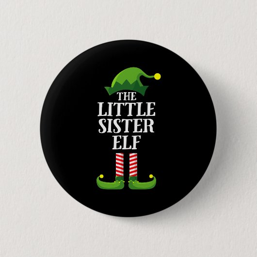 Little Sister Elf Matching Family Group Christmas Button (Vorderseite)