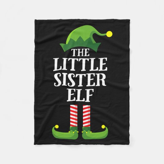 Little Sister Elf Matching Family Group Christmas Fleecedecke (Vorderseite)