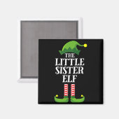 Little Sister Elf Matching Family Group Christmas Magnet (Vorderseite/Rückseite)