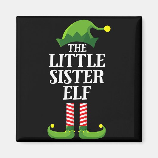 Little Sister Elf Matching Family Group Christmas Magnet (Vorne)