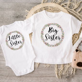 Little Sister Floral Wreath Baby Strampler