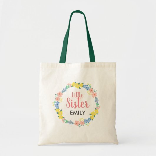 Little Sister Floral Wreath Tote Bag Tragetasche (Vorne)