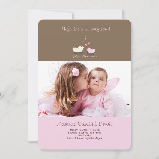 Little Sister Foto Geburtsankündigung Ankündigung (Vorderseite)