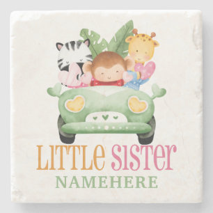 Little Sister Jungle Safari Animals Friends on Car Steinuntersetzer