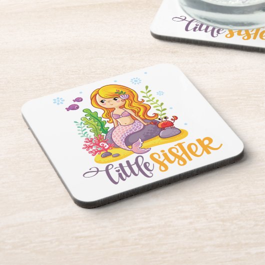 Little Sister 🧜 ‍ ♀️ Mermaid Getränkeuntersetzer (Linke Seite)