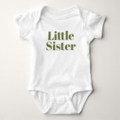 Little Sister | Olive Matching Sibling Family Baby Strampler (Vorderseite)