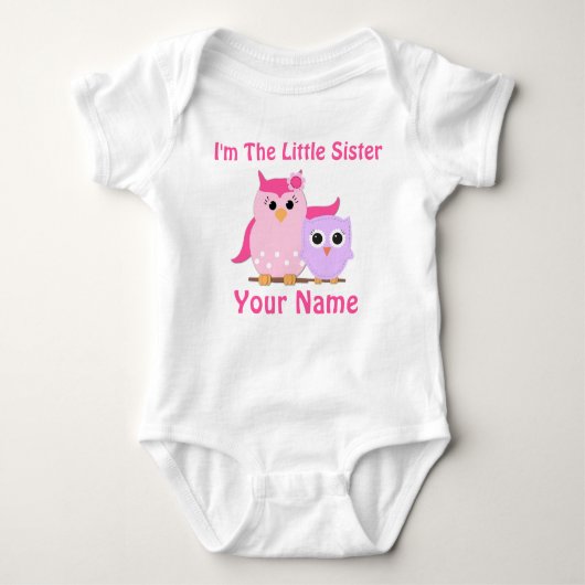 Little Sister Owl Personalisiert T Shirt (Vorderseite)