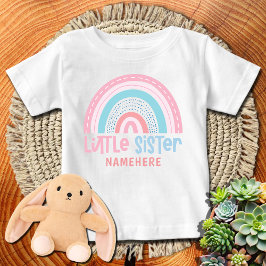 Little Sister Personalisiert Name Niedlich Rainbow Baby T-shirt