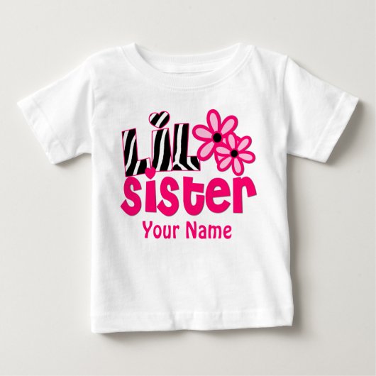 Little Sister Pink Zebra Personalisiertes Shirt (Vorderseite)