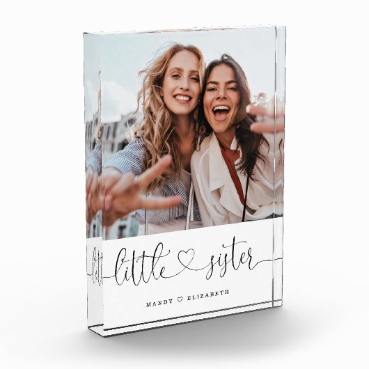 Little Sister Script Sisters Gift Foto Keepake (Links)