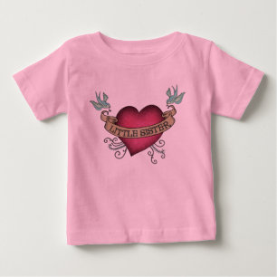 Little Sister Tattoo Heart Baby T-shirt