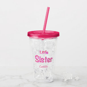 Little Sister Typografie Personalisiert mit Name Acryltrinkbecher