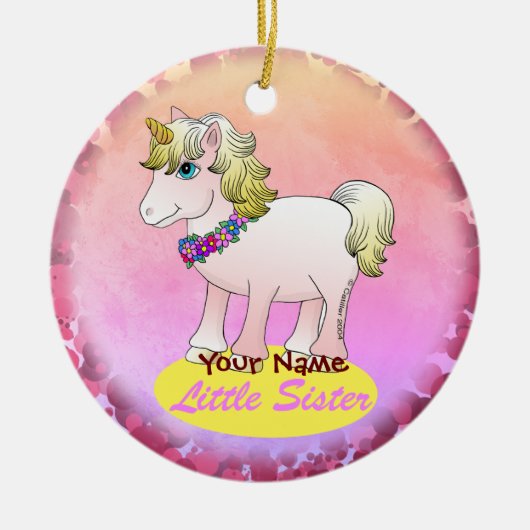 Little Sister Unicorn Keramik Ornament (Vorne)