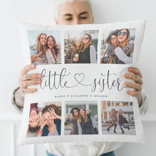 Little Sisters Script Sisters Gift Foto Collage Kissen