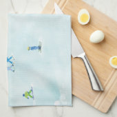 Little Skiers On Snowy Hill Geschirrtuch (Viertel Falte)