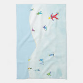 Little Skiers On Snowy Hill Geschirrtuch (Vertikal)