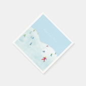 Little Skiers On Snowy Hill Personalized Serviette (Ecke)