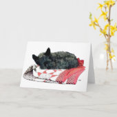 Little Sleeping Scottie Dog Karte (Gelbe Blume)