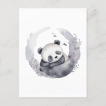 Little Sleepy Watercolor Baby Panda Bear