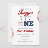 Little Slugger Baseball 1. Geburtstag Einladung (Vorderseite)